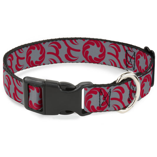 Plastic Clip Collar - Floral Pinwheel CLOSE-UP Gray/Red