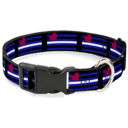 Plastic Clip Collar - Flag Leather Black/Blue/Red/White