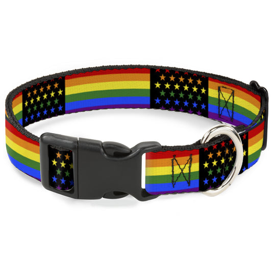 Plastic Clip Collar - Flag American Pride Rainbow/Black