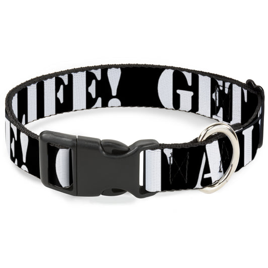Plastic Clip Collar - GET A LIFE! Black/White