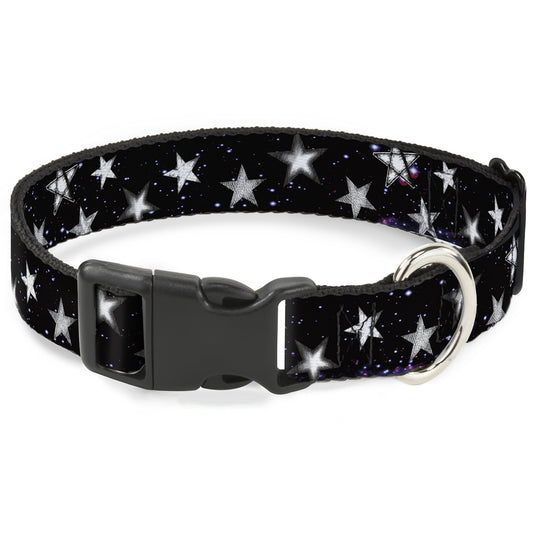 Plastic Clip Collar - Glowing Stars in Space Black/Purple/White