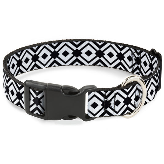 Plastic Clip Collar - Geometric Diamond2 Black/White/Black