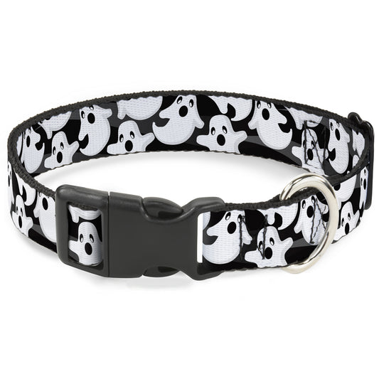 Plastic Clip Collar - Ghosts Scattered Black/White