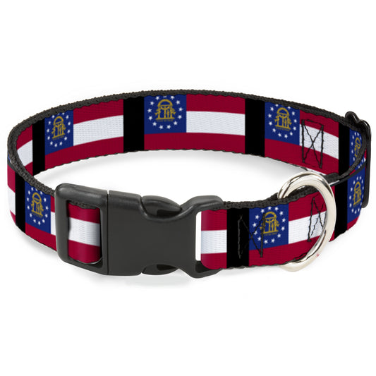 Plastic Clip Collar - Georgia Flags/Black