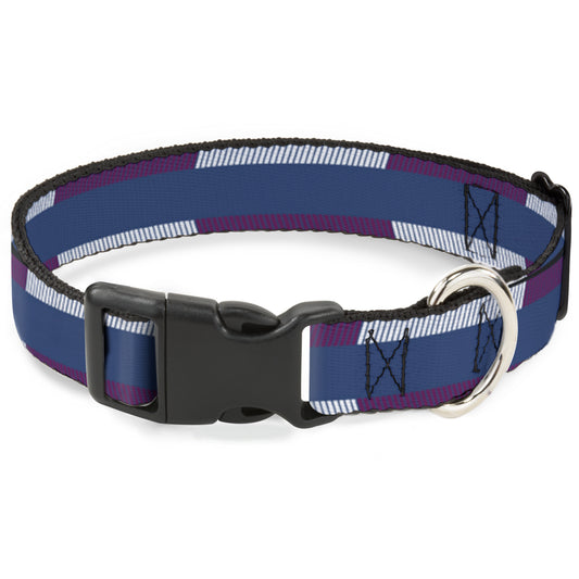 Plastic Clip Collar - Hash Mark Stripe Turquoise/Fuchsia/White