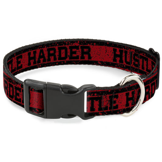 Plastic Clip Collar - HUSTLE HARDER/Stripes Weathered Red/Black