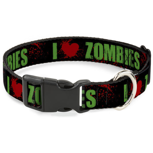 Plastic Clip Collar - I "HEART" ZOMBIES Black/Green/Red Splatter