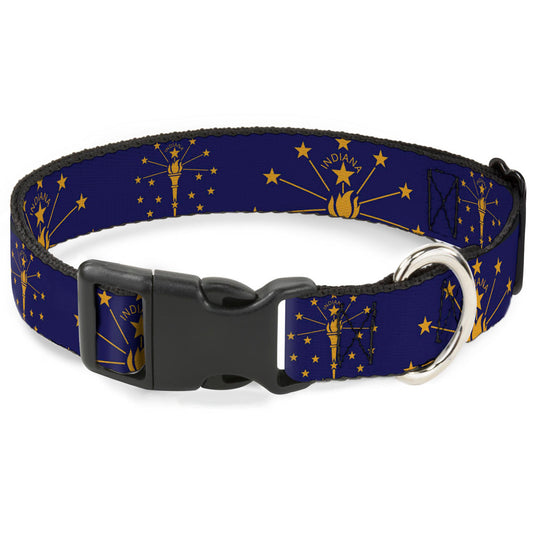 Plastic Clip Collar - Indiana Flag/Torch CLOSE-UP Navy Blue/Gold