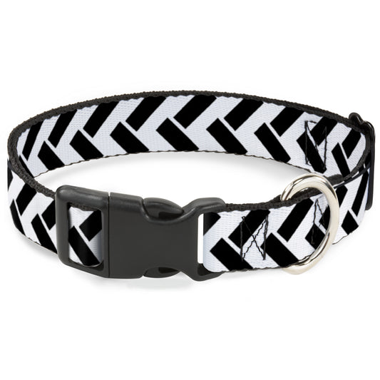 Plastic Clip Collar - Jagged Chevron White/Black