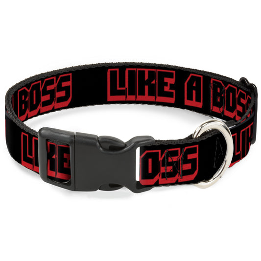 Plastic Clip Collar - LIKE A BOSS Black/Red