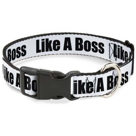 Plastic Clip Collar - LIKE A BOSS White/Black