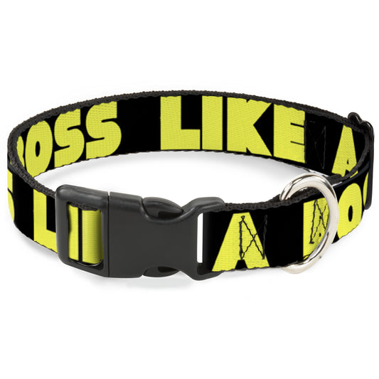 Plastic Clip Collar - LIKE A BOSS Black/Yellow