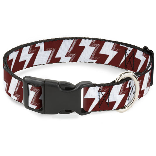 Plastic Clip Collar - Lightning Bolts Sketch Red/White