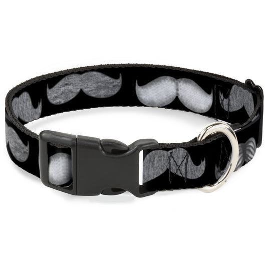 Plastic Clip Collar - Mustaches Black/Sketch