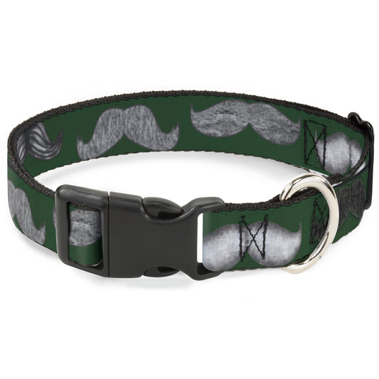 Plastic Clip Collar - Mustaches Green/Sketch