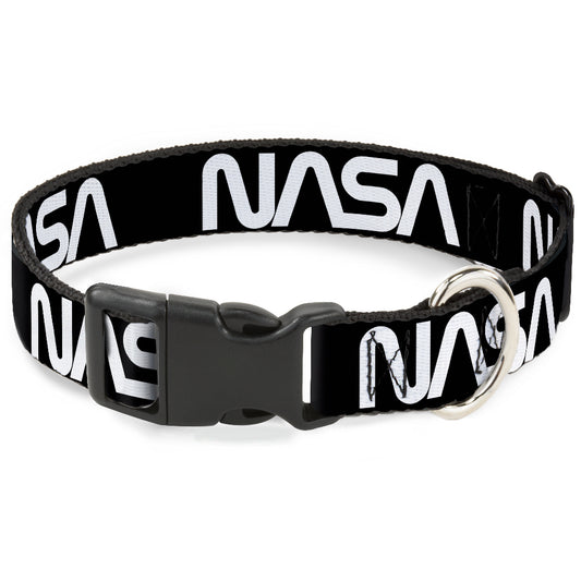 Plastic Clip Collar - NASA Text Black/White