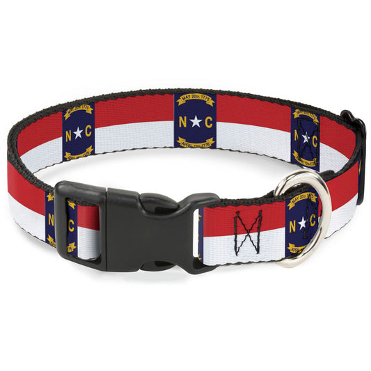 Plastic Clip Collar - North Carolina Flag Continuous Repeat