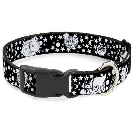 Plastic Clip Collar - Owl Expressions Black/White