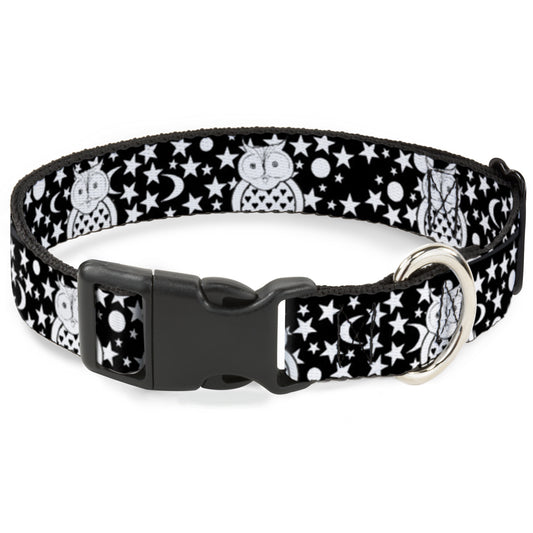 Plastic Clip Collar - Owls Black/White3
