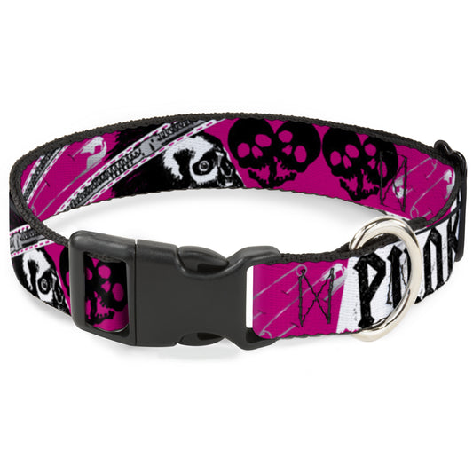 Plastic Clip Collar - Punk Princess w/Zippers & Skulls
