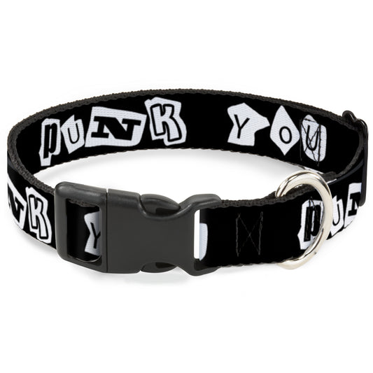 Plastic Clip Collar - Punk You Black/White