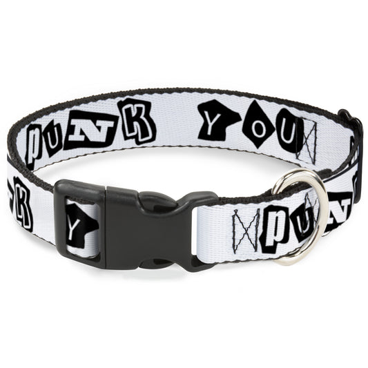 Plastic Clip Collar - Punk You White/Black