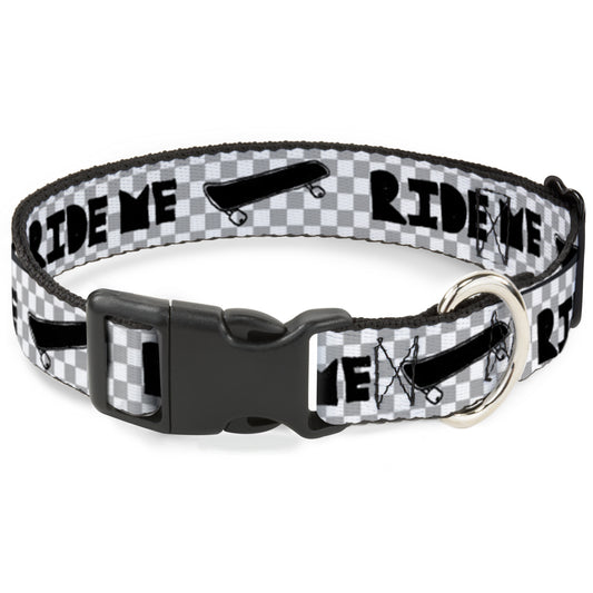 Plastic Clip Collar - RIDE ME Skateboard w/Mini Checker White/Gray/Black