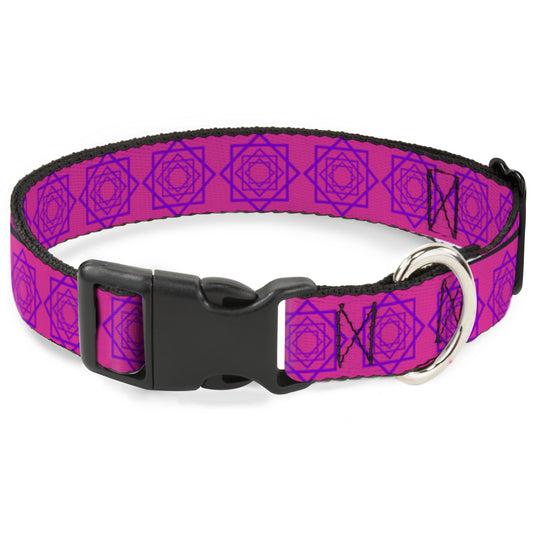 Plastic Clip Collar - Rotating Squares Pink/Purple
