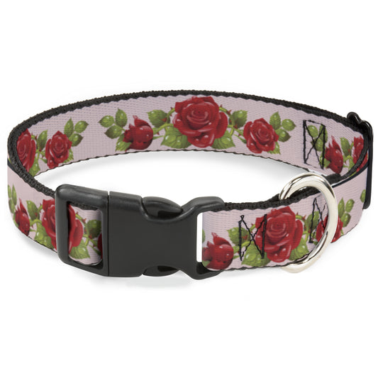 Plastic Clip Collar - Rose Trio/Leaves Pink