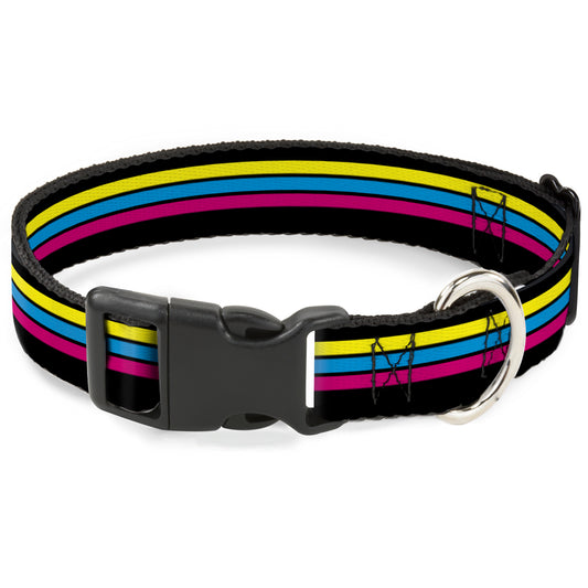 Plastic Clip Collar - Racing Stripes Black/Yellow/Blue/Pink