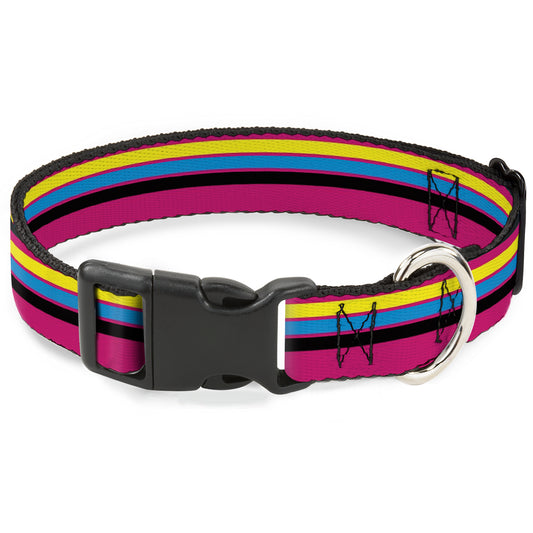 Plastic Clip Collar - Racing Stripes Pink/Yellow/Blue/Black