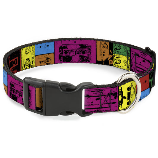 Plastic Clip Collar - Tapes Multi Neon