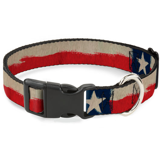 Plastic Clip Collar - Texas Flag CLOSE-UP Distressed Painting