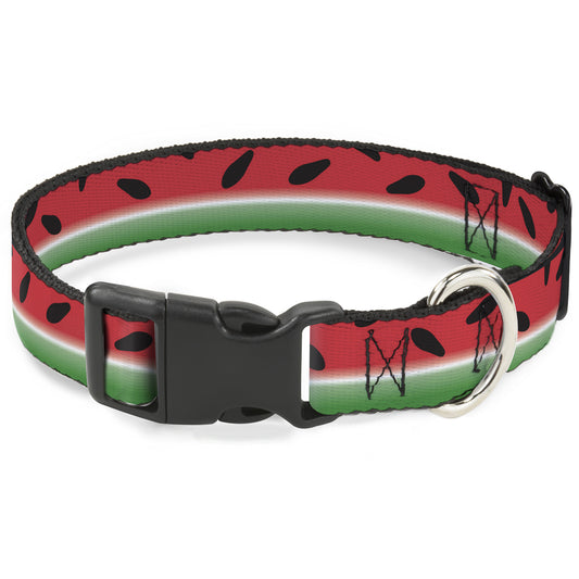 Plastic Clip Collar - Watermelon Stripe Red/Green/Black