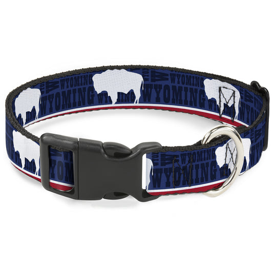 Plastic Clip Collar - Wyoming Flags/WYOMING Typography