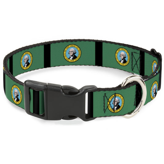 Plastic Clip Collar - Washington Flags/Black