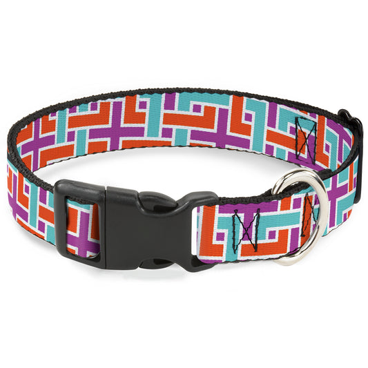 Plastic Clip Collar - Weave CLOSE-UP White/Pink/Orange/Aqua