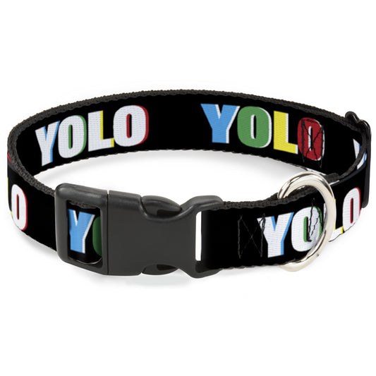 Plastic Clip Collar - YOLO Black/Multi Color