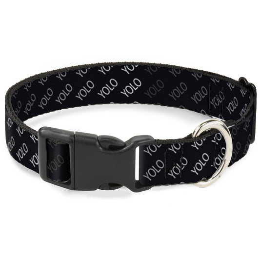 Plastic Clip Collar - YOLO Diagonal Black/Gray/White
