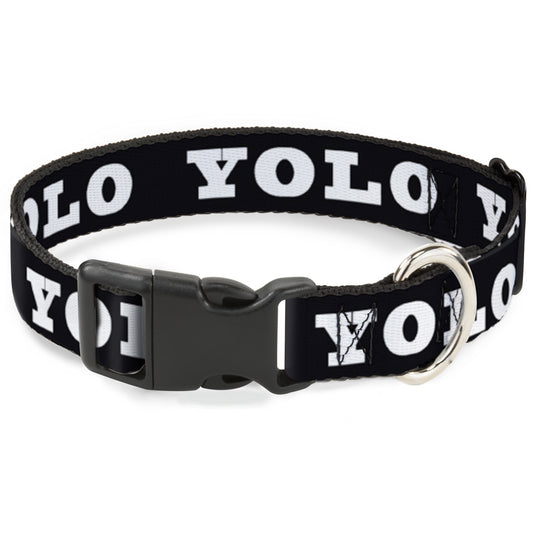 Plastic Clip Collar - YOLO Bold Black/White