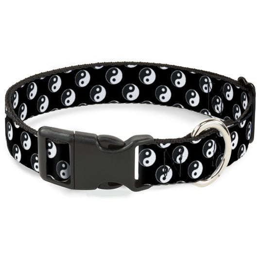 Plastic Clip Collar - Yin Yang Monogram Black/White