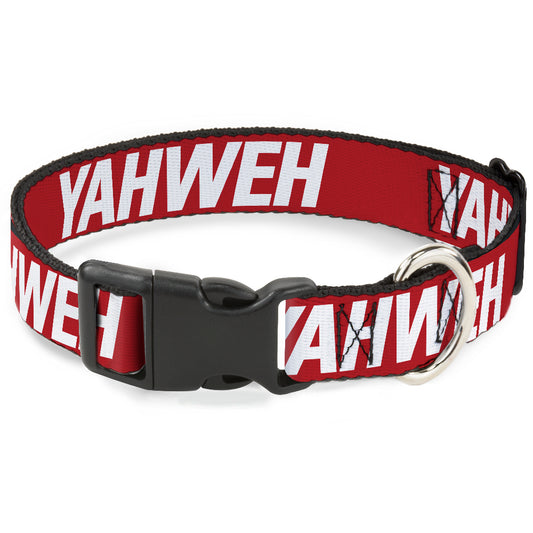 Plastic Clip Collar - YAHWEH Text Red/White