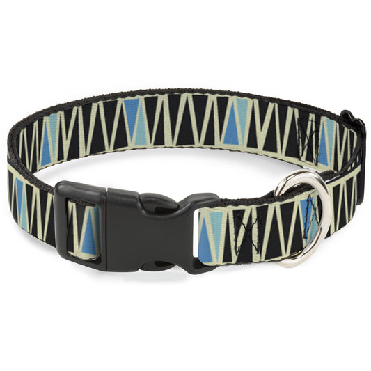 Plastic Clip Collar - Zig Zag Doodle Cream/Black/Blues