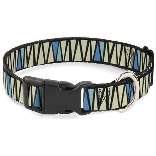 Plastic Clip Collar - Zig Zag Doodle Black/Cream/Blues
