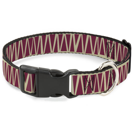 Plastic Clip Collar - Zig Zag Doodle Tan/Red