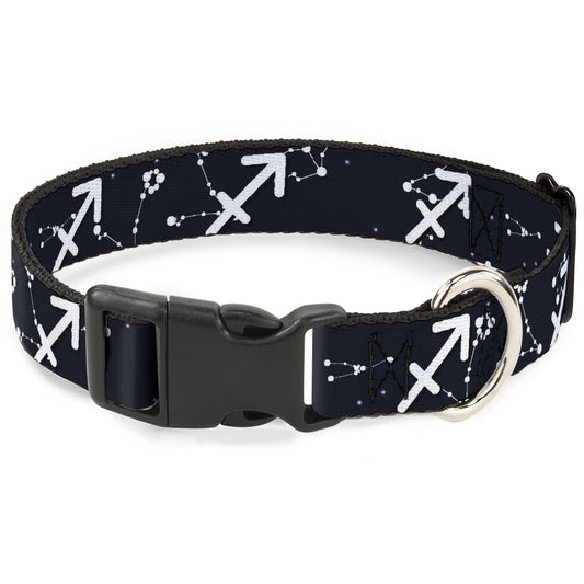 Plastic Clip Collar - Zodiac Sagittarius Symbol/Constellations Black/White