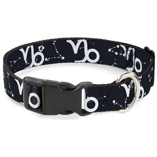 Plastic Clip Collar - Zodiac Capricorn Symbol/Constellations Black/White
