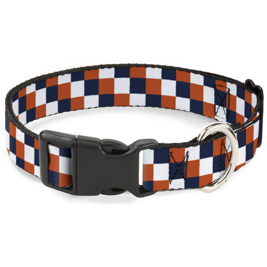 Plastic Clip Collar - Checker Navy/Orange/White