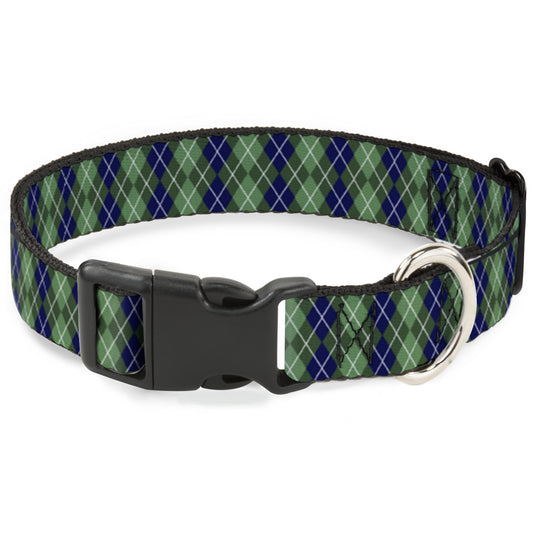 Plastic Clip Collar - Argyle Green/Navy/Green/White