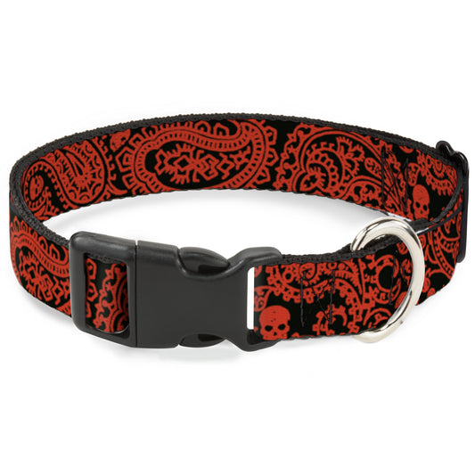 Plastic Clip Collar - Bandana/Skulls Black/Orange